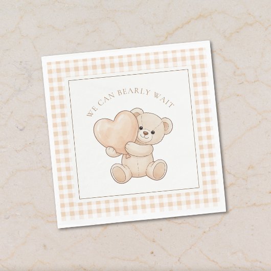 Gingham We Can Bearly Wait Baby Shower Servetten