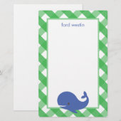 Gingham Whale - Aangepaste schrijfbenodigdheden (Voorkant / Achterkant)