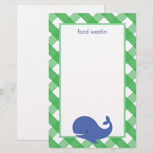 Gingham Whale - Aangepaste schrijfbenodigdheden (Voorkant / Achterkant)