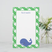 Gingham Whale - Aangepaste schrijfbenodigdheden (Staand voorkant)