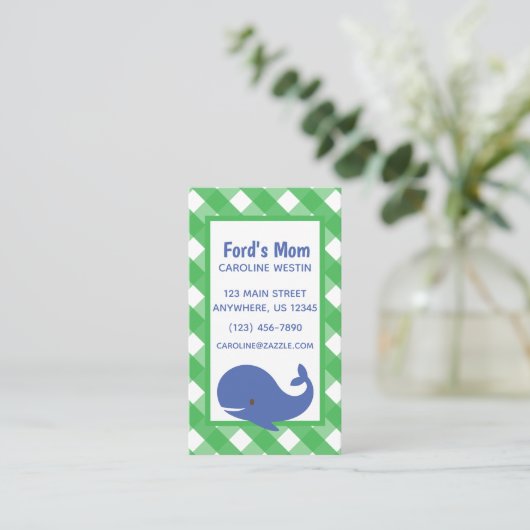 Gingham Whale Business of Contact Kaarten Visitekaartje (Staand voorkant)