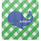 Gingham Whale - Gepersonaliseerd showgordijn Douchegordijn (Voorkant)