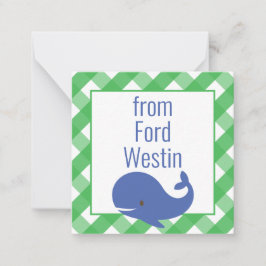 Gingham Whale Gepersonaliseerde Gift Enclosure Kaa Notitiekaartje