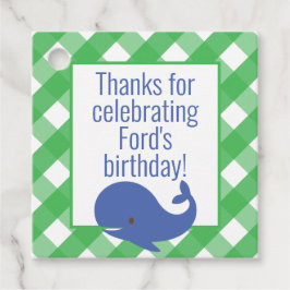 Gingham Whale Gepersonaliseerde Gift of Favor Tags Bedankjes Labels
