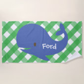 Gingham Whale Personalized Beach Towel Strandlaken (Voorkant)
