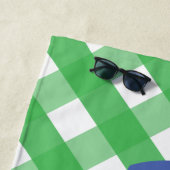 Gingham Whale Personalized Beach Towel Strandlaken (In situ)