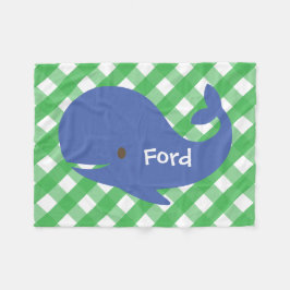 Gingham Whale Personalized Fleece Blanket