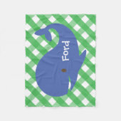 Gingham Whale Personalized Fleece Blanket Deken (Voorkant)