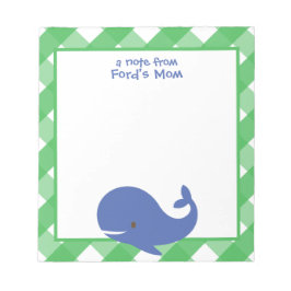 Gingham Whale Personalized Notitieblok