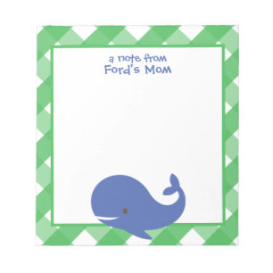Gingham Whale Personalized Notitieblok
