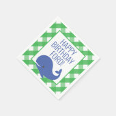 Gingham Whale Personalized Party Napkins Servet (Hoek)