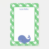 Gingham Whale Personalized Post-it Notitieblok Post-it® Notes (Voorkant)