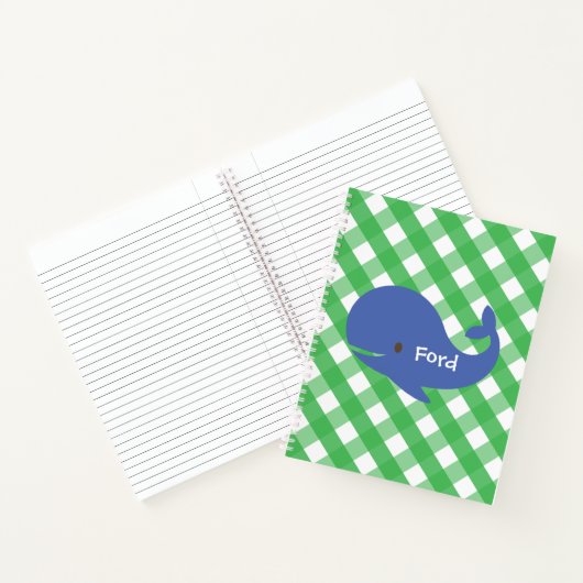 Gingham Whale Personalized Spiral Notitieboek (Binnen)