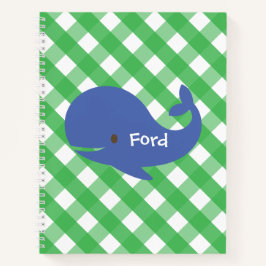 Gingham Whale Personalized Spiral Notitieboek