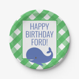Gingham Whale Persoonlijke Borden van de Partij Papieren Bordje