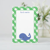 Gingham Whale Persoonlijke Notitiekaarten (Staand voorkant)