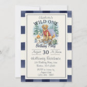 Gingham Wild One Golden Retriever 1e verjaardag Kaart (Voorkant)