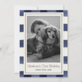 Gingham Wild One Golden Retriever 1e verjaardag Kaart (Achterkant)