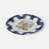 Gingham Wild One Golden Retriever 1e verjaardag Papieren Bordje (Gekanteld)