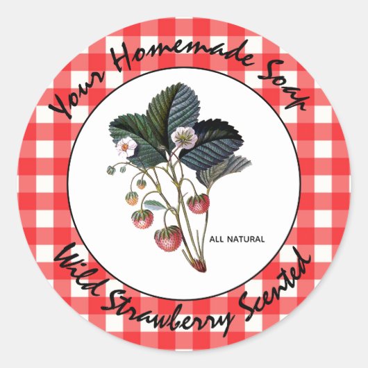Gingham Wild Strawberry Handmade Soap Label (Voorkant)
