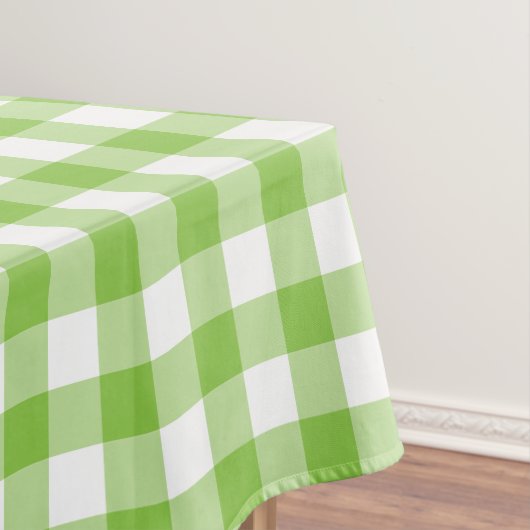 Gingham, wit en groen, controlecalculade tafelkleed (Voorbeeld)