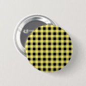 Gingham Yellow en Black Ronde Button 5,7 Cm (Voorkant /achterkant)