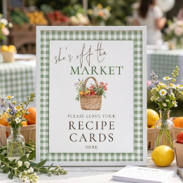 Gingham Ze is van de Markt Recept Bord Bruidsdouch Poster