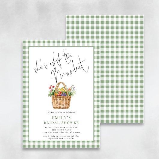 Gingham Ze is van het Market Script-Vrijgezellenfe Kaart