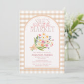 Gingham Ze Is Vers Fris Van de Markt Bruidsfeest Kaart (Staand voorkant)