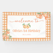 Gingham Zo Zoet Als Een Perzik Verjaardag Spandoek (Horizontaal)