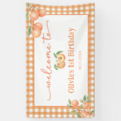 Gingham Zo Zoet Als Een Perzik Verjaardag Spandoek (Verticaal)