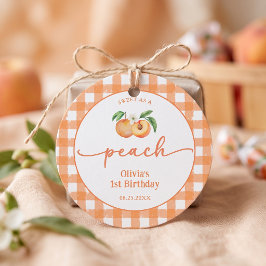 Gingham Zo Zoet Als Een Perzik Verjaardags Favorie Bedankjes Labels