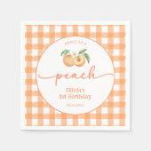Gingham Zoete Als Een Perzik Verjaardag Servet (Voorkant)
