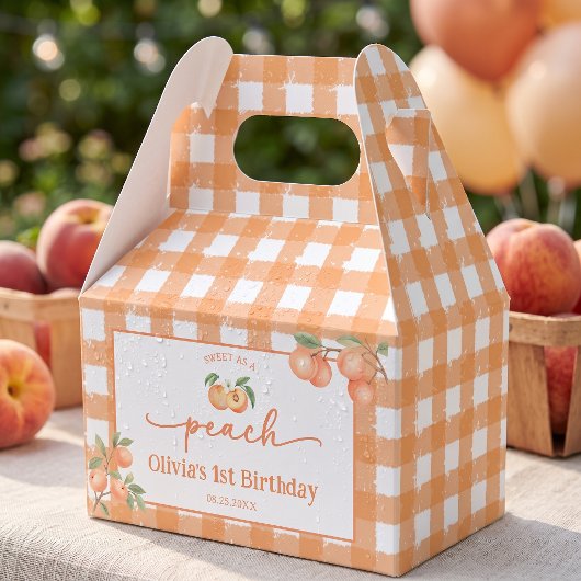 Gingham zoete perzik verjaardagsfavorietdoos bedankdoosjes