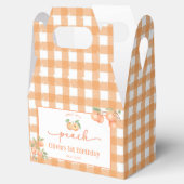 Gingham zoete perzik verjaardagsfavorietdoos bedankdoosjes (Geopend)