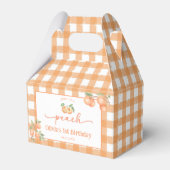 Gingham zoete perzik verjaardagsfavorietdoos bedankdoosjes (Voorkant Zijde)