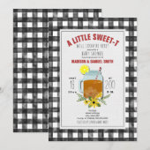 Gingham Zoete Thee Bloemige Baby Shower Uitnodigin Kaart (Voorkant / Achterkant)