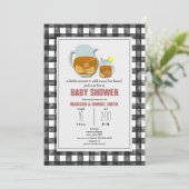 Gingham Zoete Thee Citroenen Neutrale Baby Shower Kaart (Staand voorkant)
