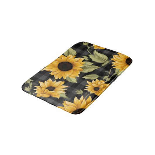 Gingham zonnebloemen patroon badmat (Gekanteld)