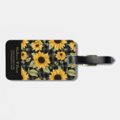 Gingham zonnebloemen patroon bagagelabel (Achterkant horizontaal)