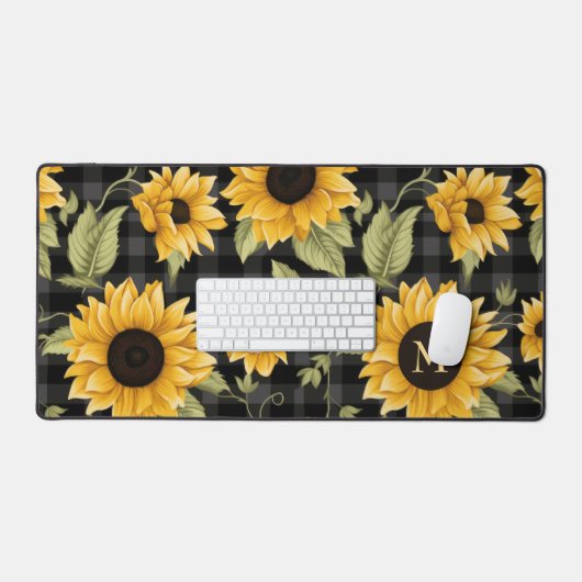 Gingham zonnebloemen patroon bureaumat (Keyboard & Muis)
