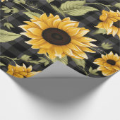 Gingham zonnebloemen patroon cadeaupapier (Hoek)