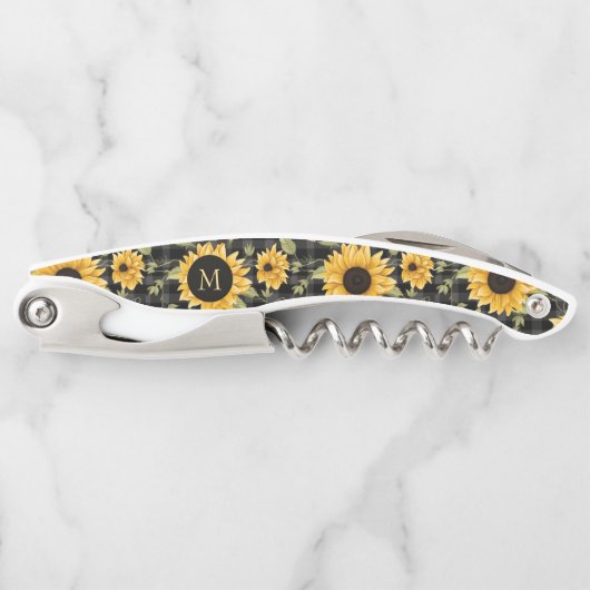 Gingham zonnebloemen patroon kurkentrekker (Voorkant)