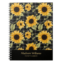 Gingham zonnebloemen patroon notitieboek