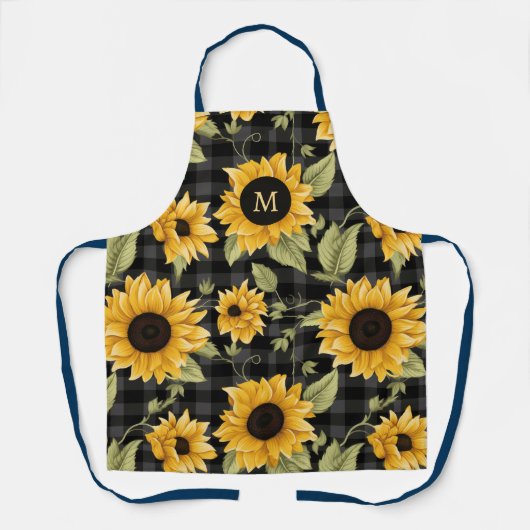 Gingham zonnebloemen patroon schort (Voorkant)