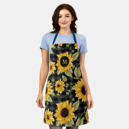 Gingham zonnebloemen patroon schort