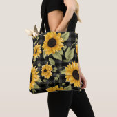 Gingham zonnebloemen patroon tote bag (Dichtbij)
