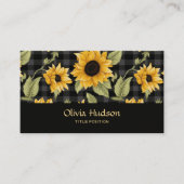 Gingham zonnebloemen patroon visitekaartje (Voorkant)