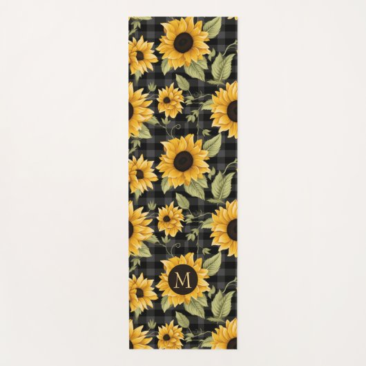 Gingham zonnebloemen patroon yogamat (Voorkant)