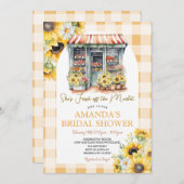 Gingham Zonnebloemen Ze is van de markt bruids Kaart (Voorkant / Achterkant)